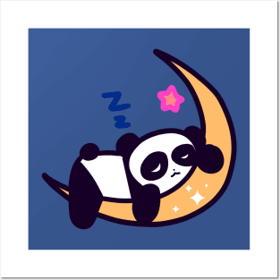 Kawaii Moon Panda Posters and Art